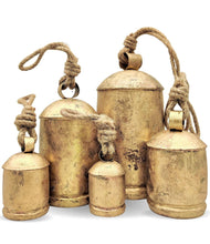 Load image into Gallery viewer, Gold Holiday Cowbells - Set of 5