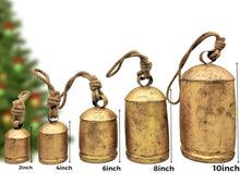 Load image into Gallery viewer, Gold Holiday Cowbells - Set of 5