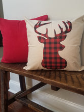 Load image into Gallery viewer, Reindeer Plaid Holiday Farmhouse Pillow Cover 18"x 18"