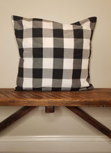 Load image into Gallery viewer, Buffalo Plaid Black & White 18"x 18" Farmhouse Pillow Cover