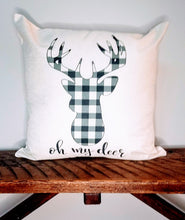 Load image into Gallery viewer, Oh My Deer Plaid Farmhouse Pillow Cover