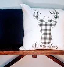 Load image into Gallery viewer, Oh My Deer Plaid Farmhouse Pillow Cover