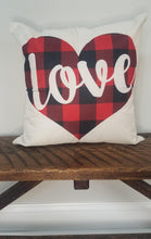 Load image into Gallery viewer, Buffalo Plaid Love in a Heart Valentine Pillow Cover