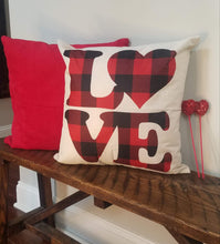 Load image into Gallery viewer, Buffalo Plaid Love Pillow Cover