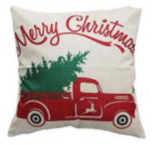 Load image into Gallery viewer, Merry Christmas Tree Truck Holiday Farmhouse Pillow Cover 18"x 18"