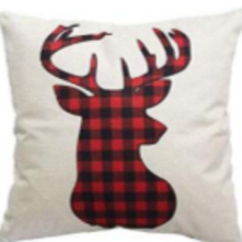 Load image into Gallery viewer, Reindeer Plaid Holiday Farmhouse Pillow Cover 18"x 18"