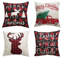 Load image into Gallery viewer, Holiday Farmhouse Pillow Covers- 4 Pack