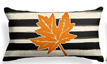 Load image into Gallery viewer, Leaf Striped Lumbar Fall Farmhouse Pillow Cover