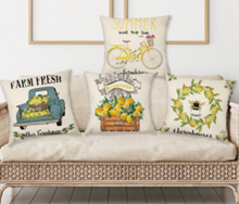 Load image into Gallery viewer, Yellow Bike Summer Farmhouse Pillow Cover