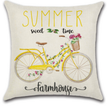 Load image into Gallery viewer, Yellow Bike Summer Farmhouse Pillow Cover