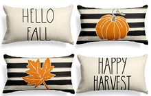 Load image into Gallery viewer, Happy Harvest Fall Farmhouse Lumbar Pillow Cover