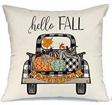 Load image into Gallery viewer, Hello Fall Pumpkins In Truck Fall Farmhouse Pillow Cover