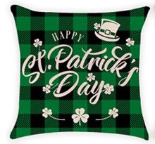 Load image into Gallery viewer, Happy St. Patrick's Day Green Plaid Pillow Cover - Choice of Size