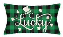 Load image into Gallery viewer, Lucky Green Buffalo Plaid St. Patrick's Day Pillow Cover - Choice of Size