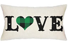 Load image into Gallery viewer, LOVE Green Buffalo Plaid St. Patrick's Day Pillow Cover - Choice of Size