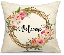 Load image into Gallery viewer, Welcome Spring Wreath Pillow Cover
