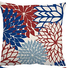 Load image into Gallery viewer, Red White and Blue Floral Pillow Cover