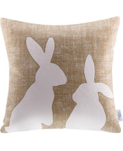 Load image into Gallery viewer, Tan and White Two Bunnies Pillow Cover