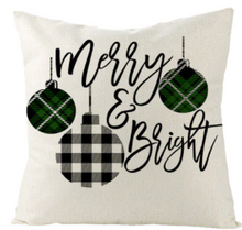 Load image into Gallery viewer, Merry and Bright Ornament Farmhouse Pillow Cover