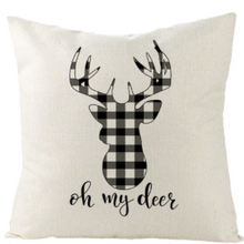 Load image into Gallery viewer, Oh My Deer Plaid Farmhouse Pillow Cover