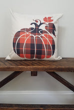 Load image into Gallery viewer, Plaid Pumpkin Fall Farmhouse Pillow Cover 18" x 18"