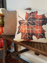 Load image into Gallery viewer, Plaid Leaf Fall Farmhouse Pillow Cover 18"x 18"