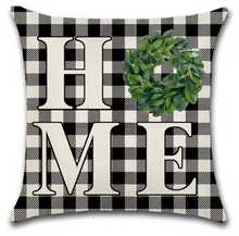 Load image into Gallery viewer, Buffalo Plaid Home Farmhouse Pillow Cover With Wreath