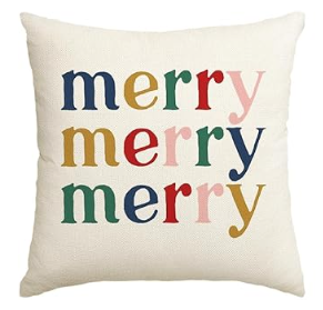 Merry Merry Merry Colorful Pillow Cover