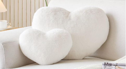 Ivory Heart Pillows -- Set of 2