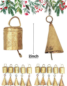 Gold Bell Ornaments- Set of 20