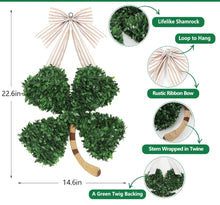 Load image into Gallery viewer, Shamrock Wreath with Ribbon Bow
