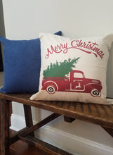 Load image into Gallery viewer, Merry Christmas Tree Truck Holiday Farmhouse Pillow Cover 18&quot;x 18&quot;
