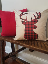 Load image into Gallery viewer, Reindeer Plaid Holiday Farmhouse Pillow Cover 18&quot;x 18&quot;

