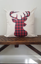 Load image into Gallery viewer, Reindeer Plaid Holiday Farmhouse Pillow Cover 18&quot;x 18&quot;
