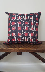Baby It's Cold Outside Holiday Farmhouse Pillow Cover 18" x 18"