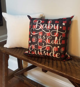 Baby It's Cold Outside Holiday Farmhouse Pillow Cover 18" x 18"