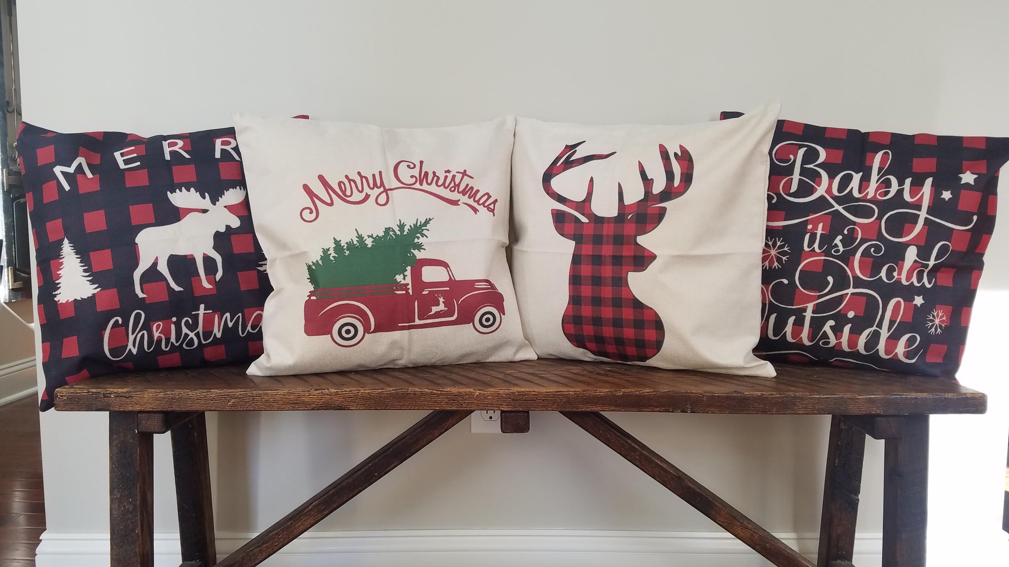 Dearfoams Merry Christmas Truck Pillow, 20'' x 20'', Dog and Tree