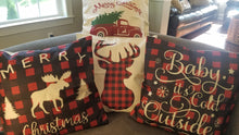 Load image into Gallery viewer, Merry Christmas Plaid Holiday Farmhouse Pillow Cover 18&quot;x 18&quot;
