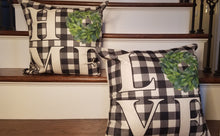 Load image into Gallery viewer, Buffalo Plaid Home Farmhouse Pillow Cover With Wreath
