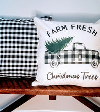 Load image into Gallery viewer, Farm Fresh Plaid Truck Farmhouse Pillow Cover
