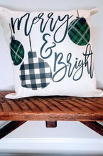Load image into Gallery viewer, Merry and Bright Ornament Farmhouse Pillow Cover
