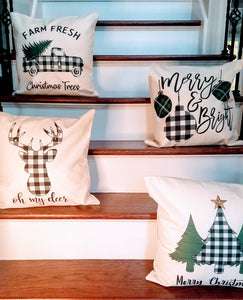 Oh My Deer Plaid Farmhouse Pillow Cover