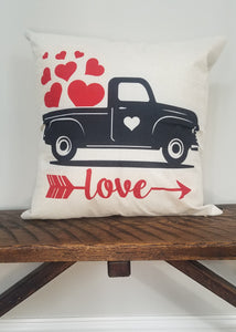 Love Truck Valentine Pillow Cover