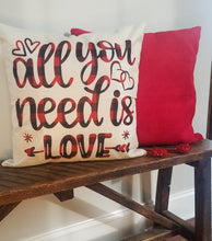 Load image into Gallery viewer, Buffalo Plaid All You Need Is Love Valentine Pillow Cover
