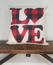 Load image into Gallery viewer, Buffalo Plaid Love Pillow Cover
