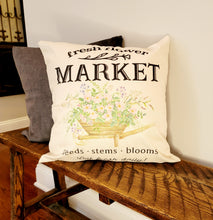 Load image into Gallery viewer, Fresh Flower Market Wagon with Flowers Spring Pillow Cover
