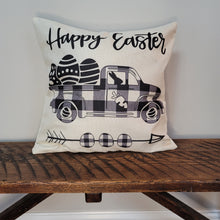 Load image into Gallery viewer, Buffalo Plaid Easter Truck Pillow Cover
