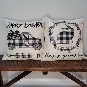 Buffalo Plaid Easter Truck Pillow Cover