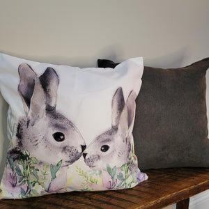 Bunnies in Grass Pillow Cover