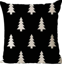Black and White Christmas Trees Pillow Covers - Set of 2